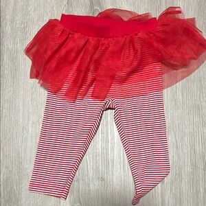 4/$20 Child of Mine Red Striped Tutu Leggings 3-6M